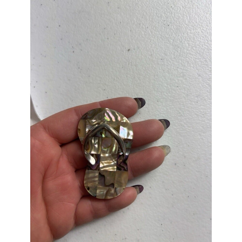 VINTAGE 925 SILVER MOTHER OF PEARL FLIP FLOP PENDANT
